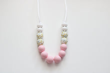 Load image into Gallery viewer, Teething necklace - Pink, Floral &amp; White
