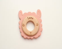 Load image into Gallery viewer, Personalised Lama Teething Ring - Dusky Pink
