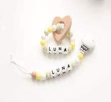 Load image into Gallery viewer, Personalised Floral Dummy clip &amp; Teething ring Gift set 
