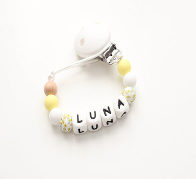 Personalised Yellow Dummy clip