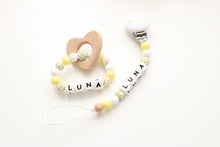 Load image into Gallery viewer, Personalised Floral Dummy clip  &amp; Teething ring Gift set
