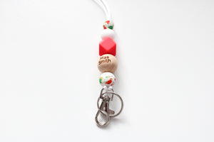 Personalised  Christmas Engraved Lanyard, Beaded Lanyard