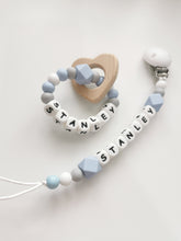 Load image into Gallery viewer, Personalised Dummy clip  &amp; Teething ring Gift set - Heart - More colors available
