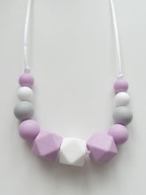 Load image into Gallery viewer, Teething Necklace Lilac, White &amp; Grey
