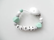 Load image into Gallery viewer, Personalised Silicone dummy clip- Hexagon beads - More colors available
