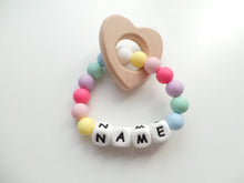 Load image into Gallery viewer, Personalised Rainbow Teething Ring - Heart
