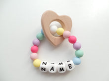 Load image into Gallery viewer, Personalised Rainbow Teething Ring - Heart
