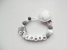 Load image into Gallery viewer, Personalised Fox Dummy clip- Grey &amp; Marble
