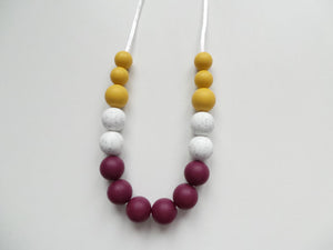 Teething Necklace Granite and Burgundy