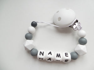 Personalised Dummy clip - Marble & Grey
