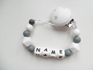 Personalised Dummy clip - Marble & Grey