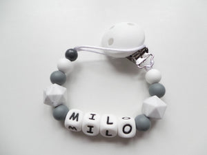 Personalised Dummy clip - Marble & Grey