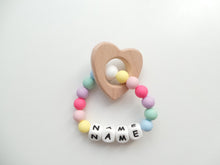 Load image into Gallery viewer, Personalised Rainbow Teething Ring - Heart
