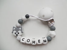 Load image into Gallery viewer, Personalised Fox Dummy clip- Grey &amp; Marble
