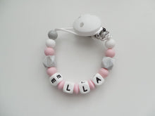 Load image into Gallery viewer, Personalised Dummy clip-  Pink &amp; Grey Marble
