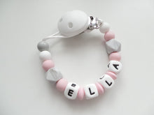 Load image into Gallery viewer, Personalised Dummy clip-  Pink &amp; Grey Marble
