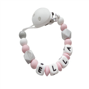Pink & Marble Grey Dummy Clip