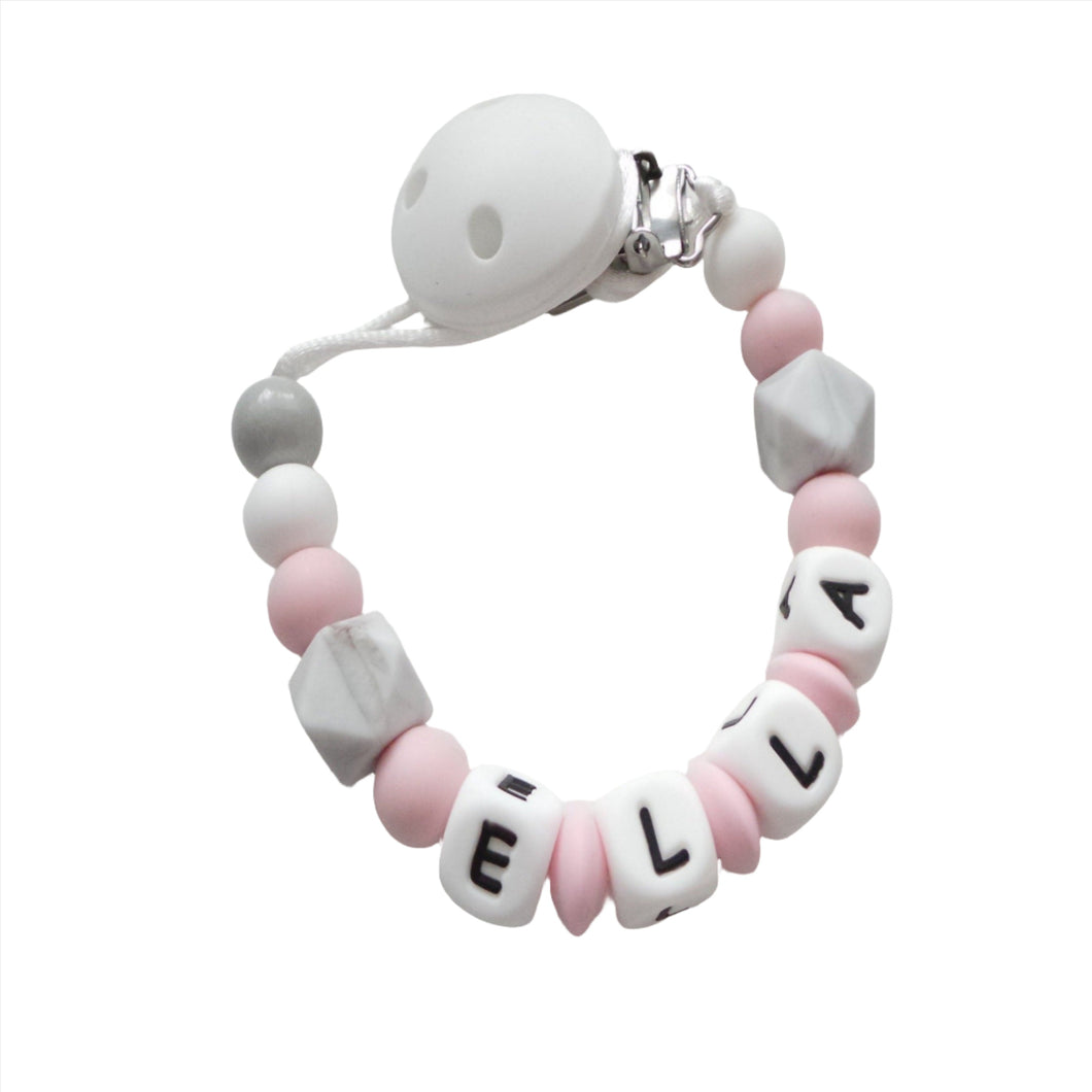 Pink & Marble Grey Dummy Clip