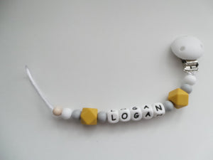 Personalised Dummy clip and Teething ring set  - More colors available
