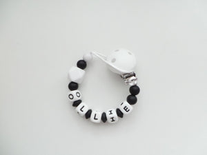 Personalised Dummy clip - Monochrome White Hexagon