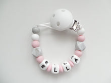 Load image into Gallery viewer, Personalised Dummy clip-  Pink &amp; Grey Marble
