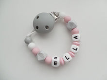 Load image into Gallery viewer, Personalised Dummy clip - Pink &amp; Grey
