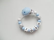 Load image into Gallery viewer, Personalised Dummy clip -  Pale Blue &amp; Grey Marble
