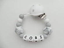 Load image into Gallery viewer, Personalised Dummy clip - Marble &amp; Grey
