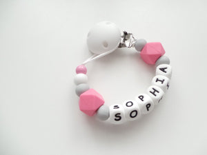 Personalised Dummy clip and Teething ring set  - More colors available