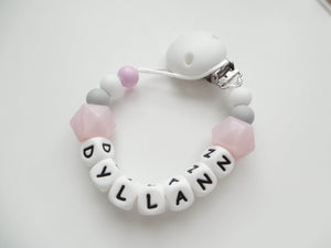 Personalised Dummy clip and Teething ring set  - More colors available