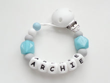 Load image into Gallery viewer, Personalised Dummy clip and Teething ring set  - More colors available
