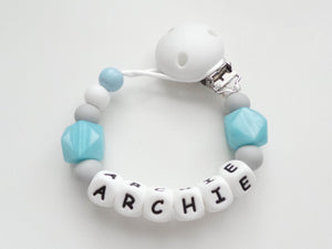 Personalised Dummy clip and Teething ring set  - More colors available